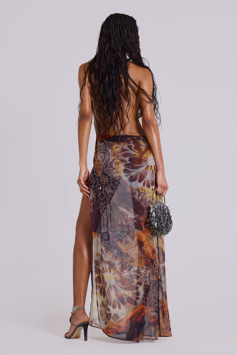 dahlia hand-beaded backless chiffon maxi dress in rosa white christmas dresses Dahlia Hand-Beaded Backless Chiffon maxi dress