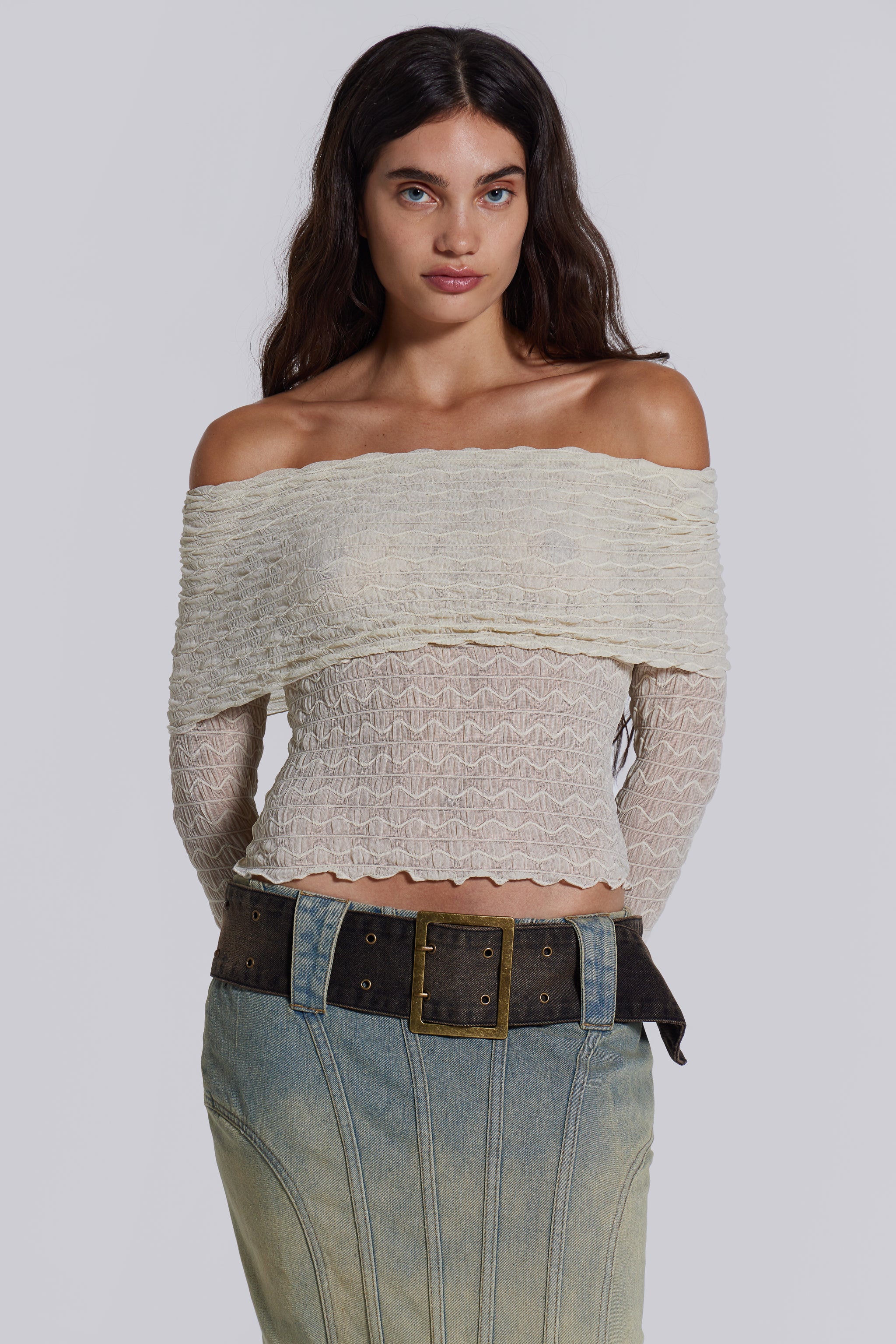 Nyra Long Sleeve Bardot Top