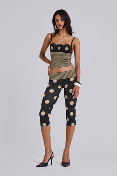 Lola Foldover Capris in Polkadot Stripe - UK 8 / Multi