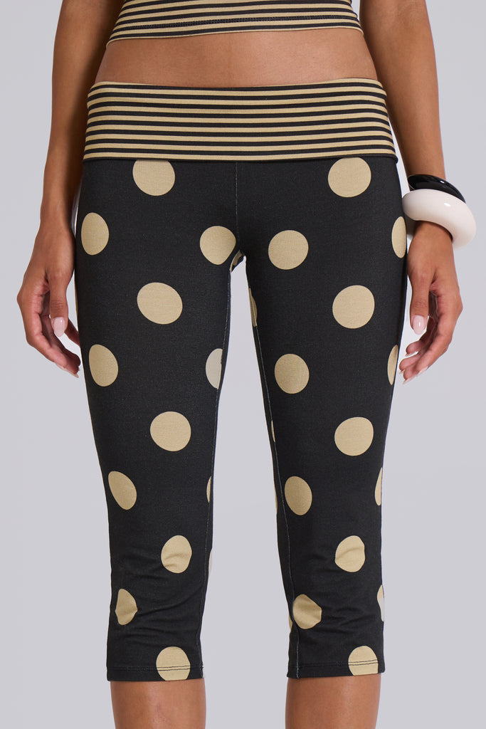 Lola Foldover Capris in Polkadot Stripe