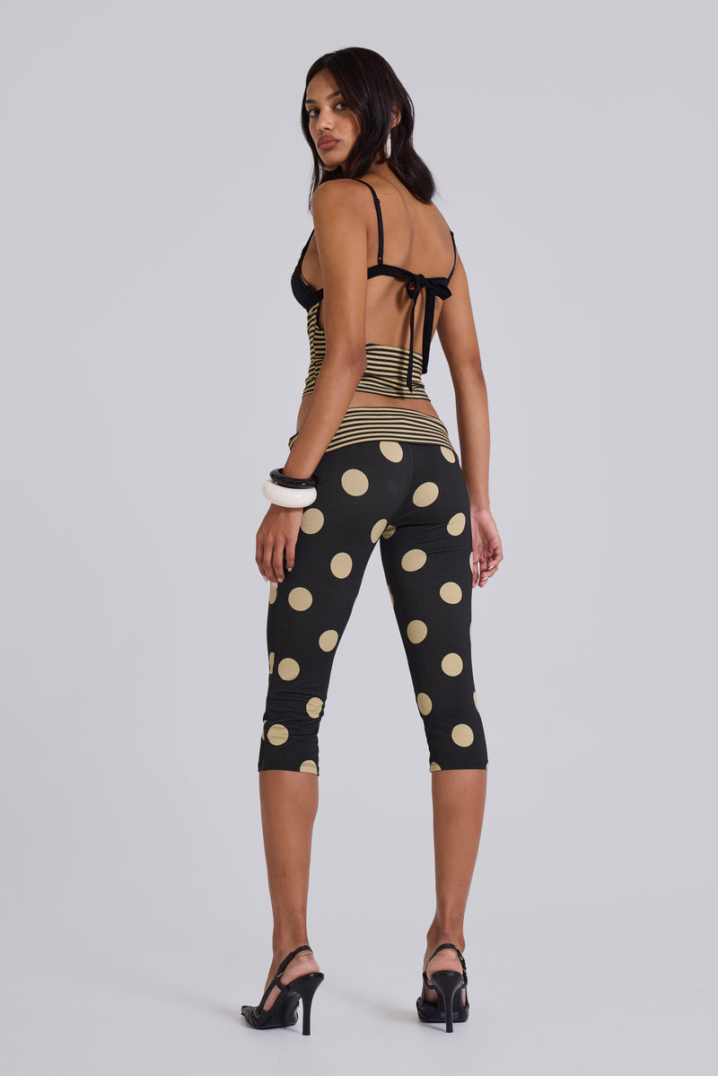 Lola Foldover Capris in Polkadot Stripe