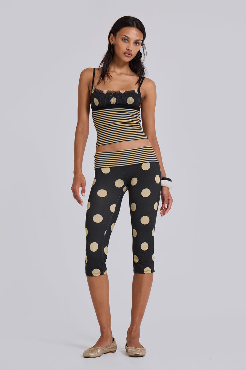 Lola Foldover Capris in Polkadot Stripe