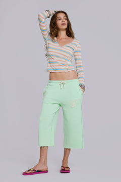 Cleo Slouchy Crop Jogger in Mint - XXS / Blue