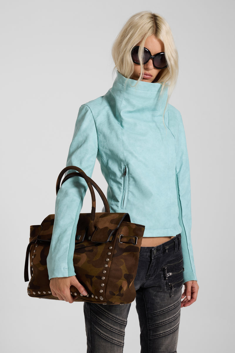Kendra Camo PU Suede Bag