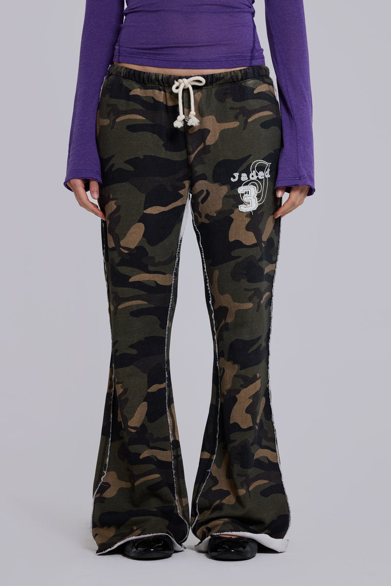 Cleo Slouchy Bootcut Jogger in Camo