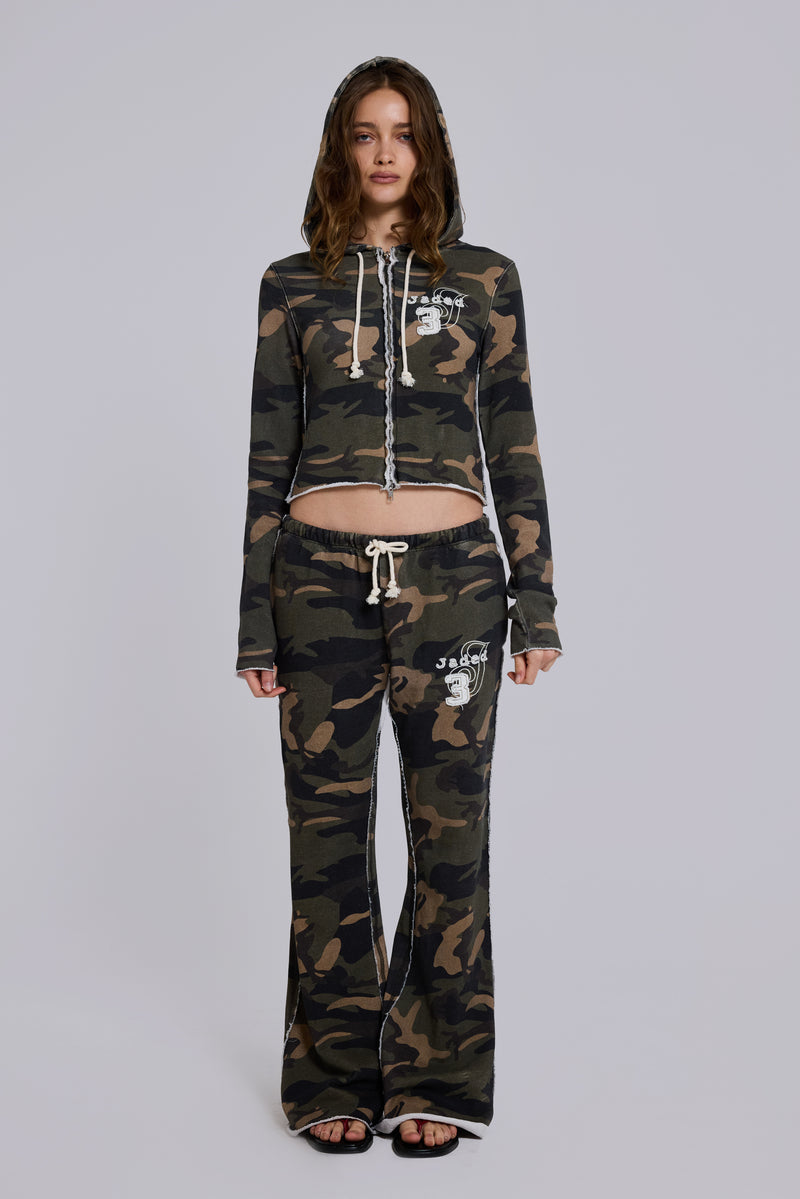 Cleo Slouchy Bootcut Jogger in Camo