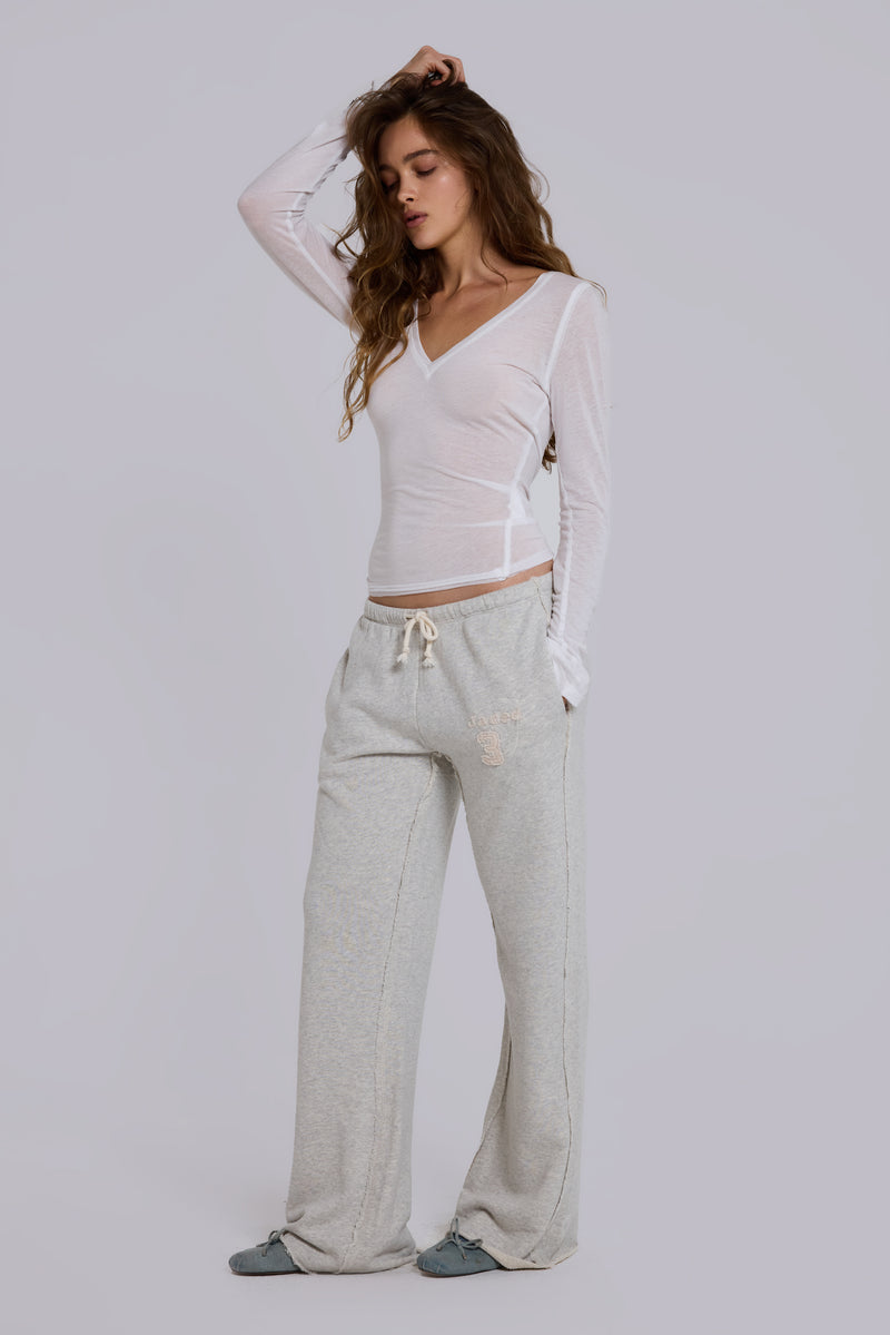 Cleo Slouchy Bootcut Jogger in Grey Marl