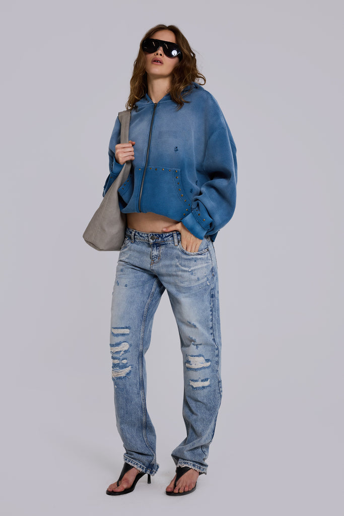 Rider Low Rise Straight Leg Jeans in Light Wash | Jaded London | Clothing