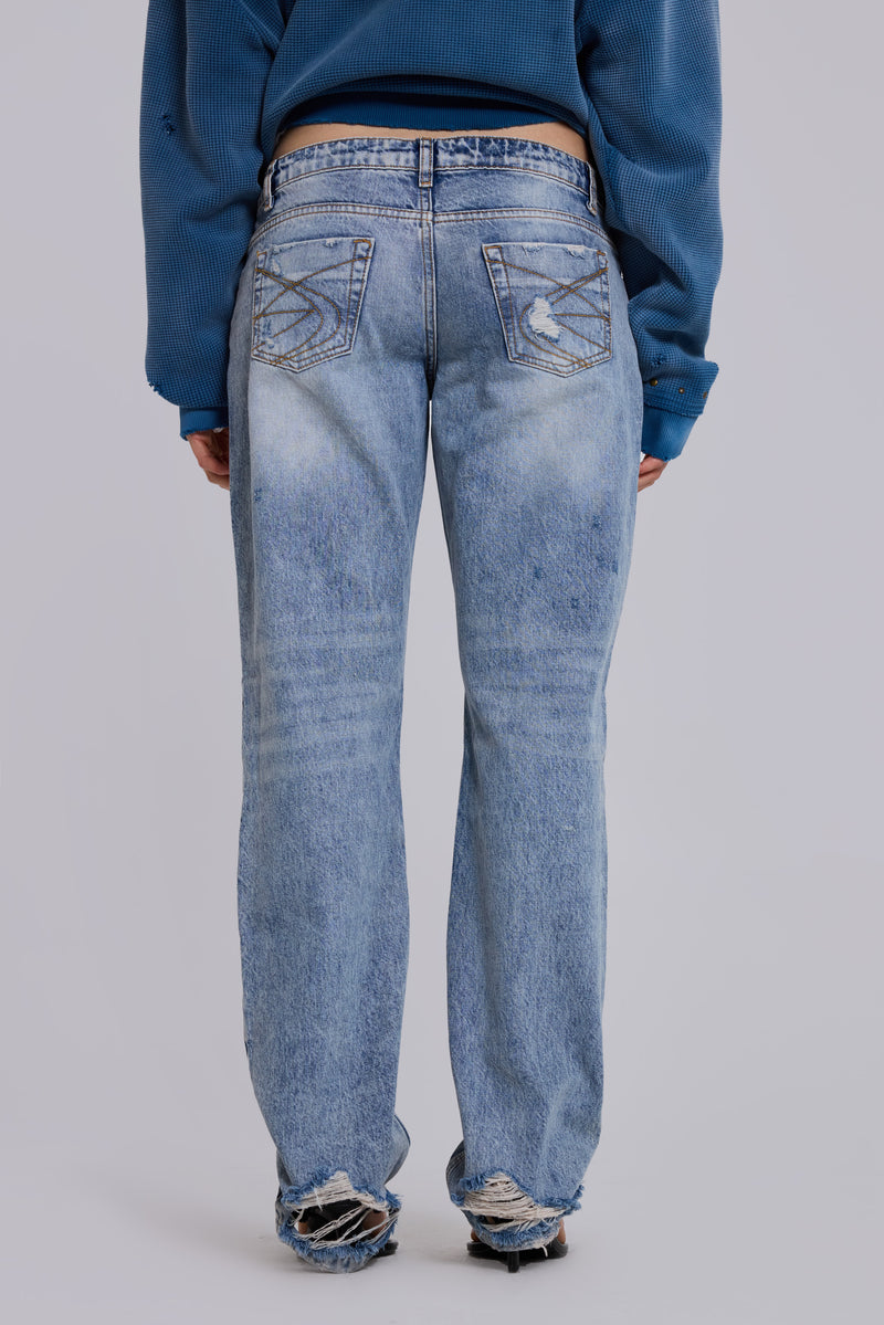 Rider Low Rise Straight Leg Jeans in Light Wash