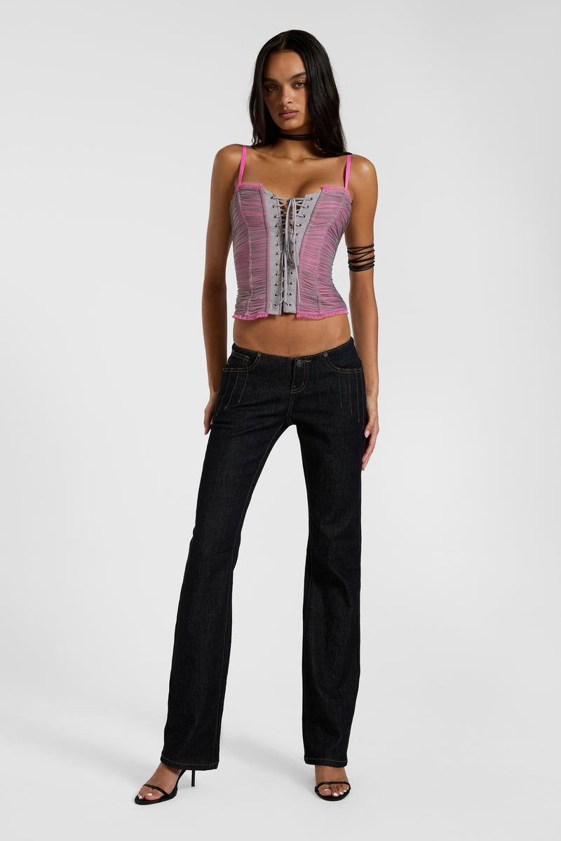 Velita Ruched Lace Up Corset