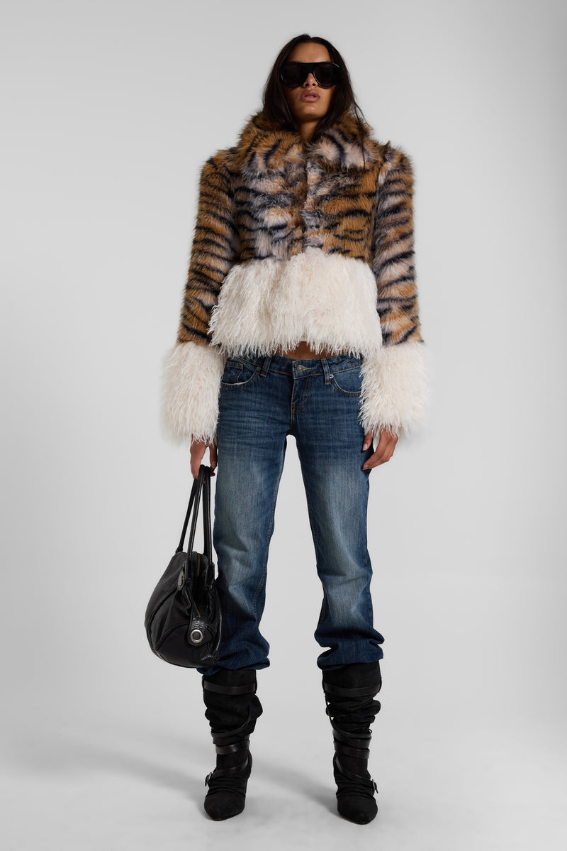 Ossin Tiger Faux Fur Coat