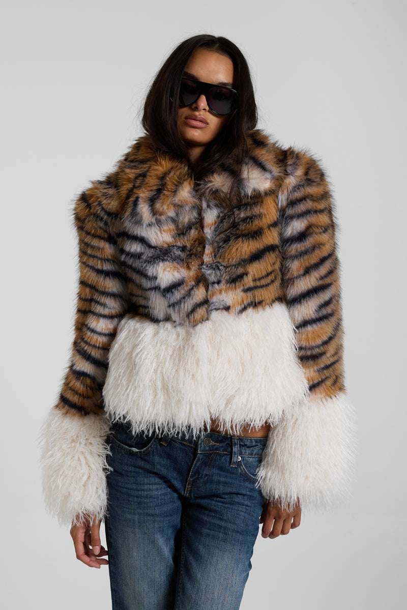 Ossin Tiger Faux Fur Coat