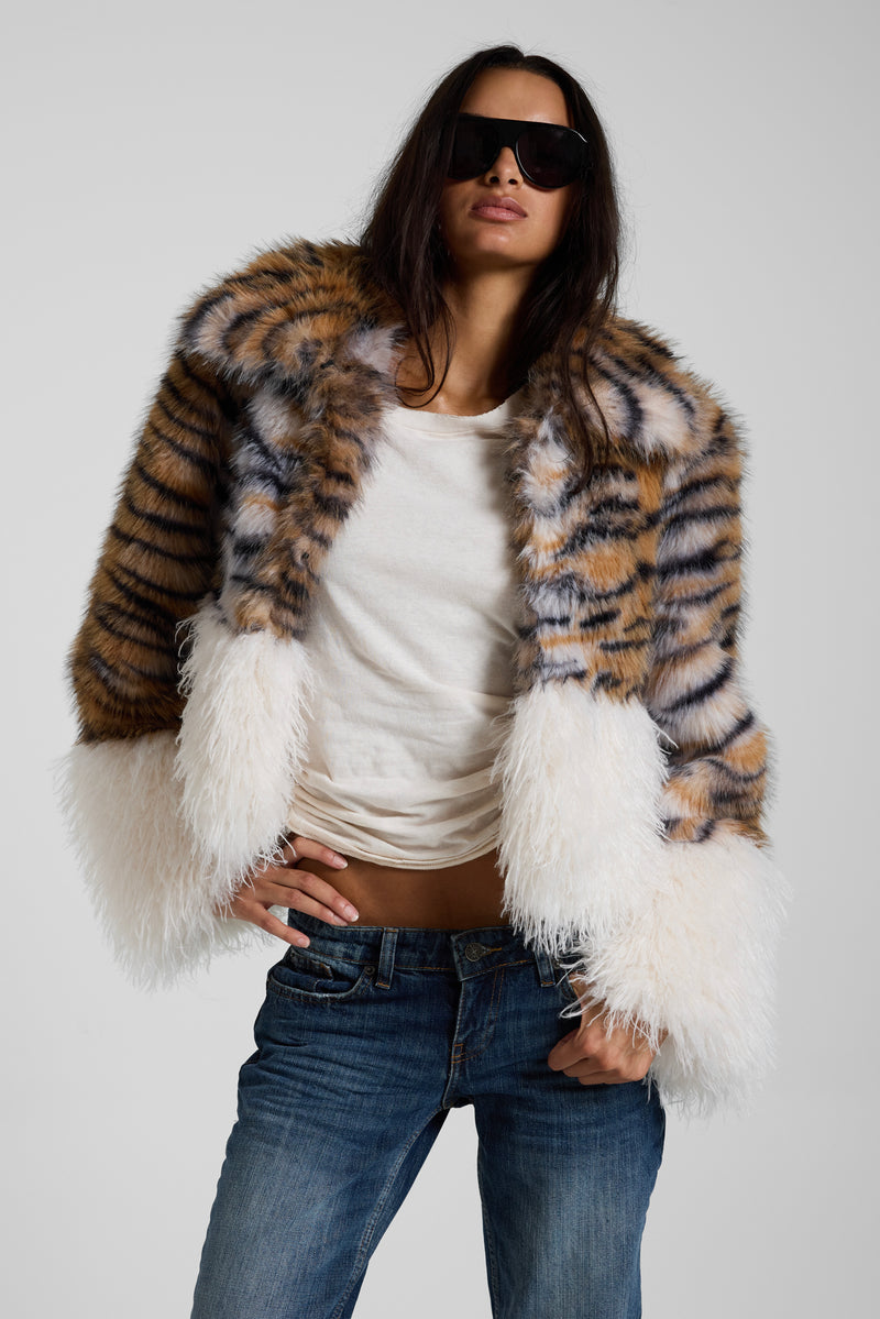 Ossin Tiger Faux Fur Coat