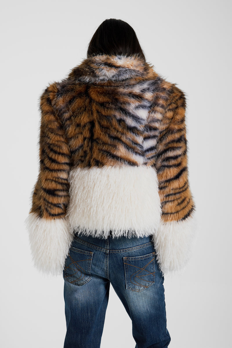 Ossin Tiger Faux Fur Coat