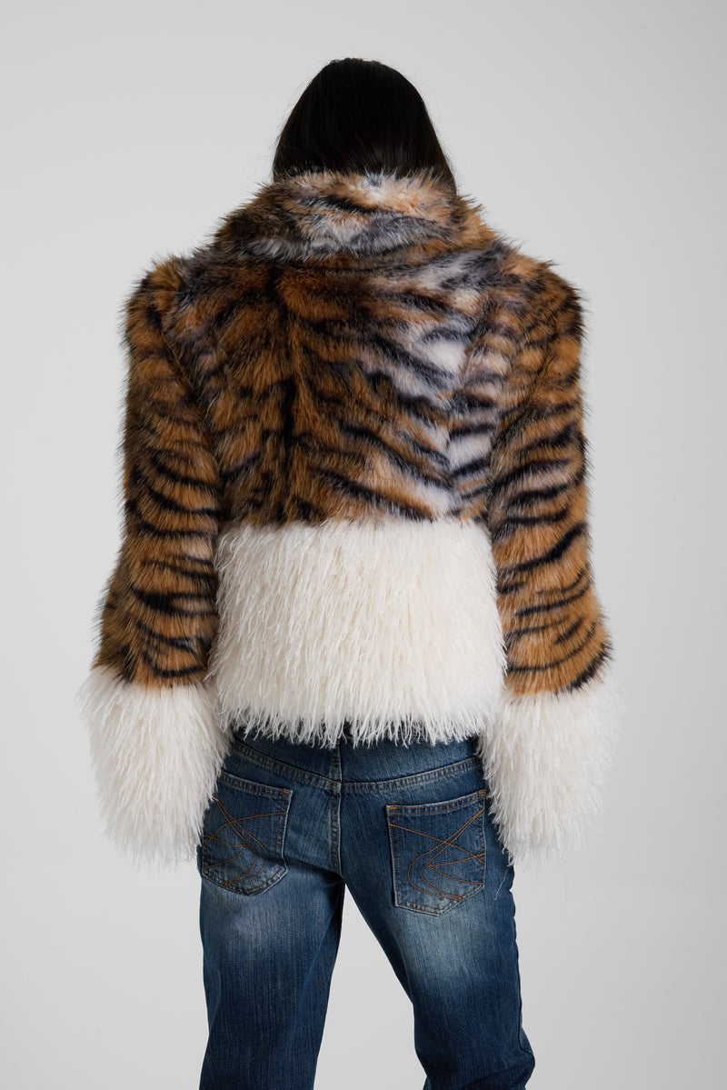Ossin Tiger Faux Fur Coat