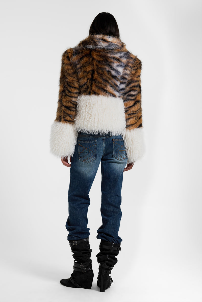 Ossin Tiger Faux Fur Coat