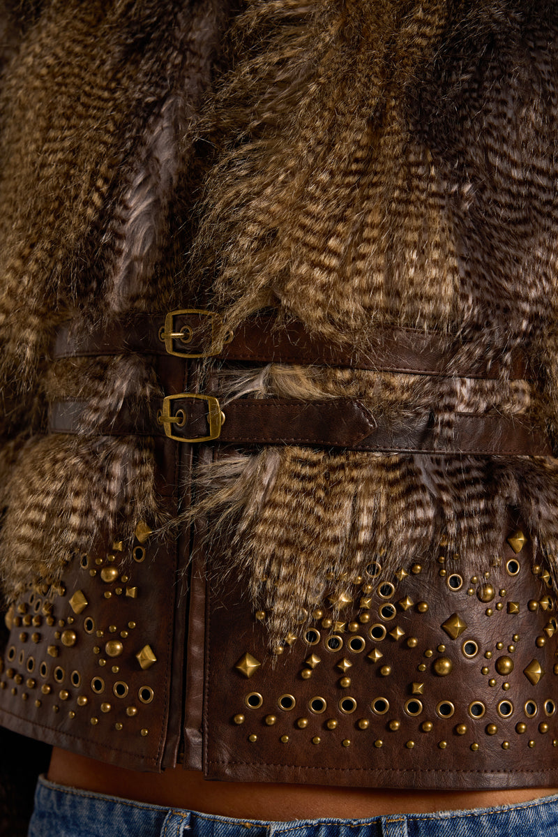 Imber Studded Faux Fur Jacket