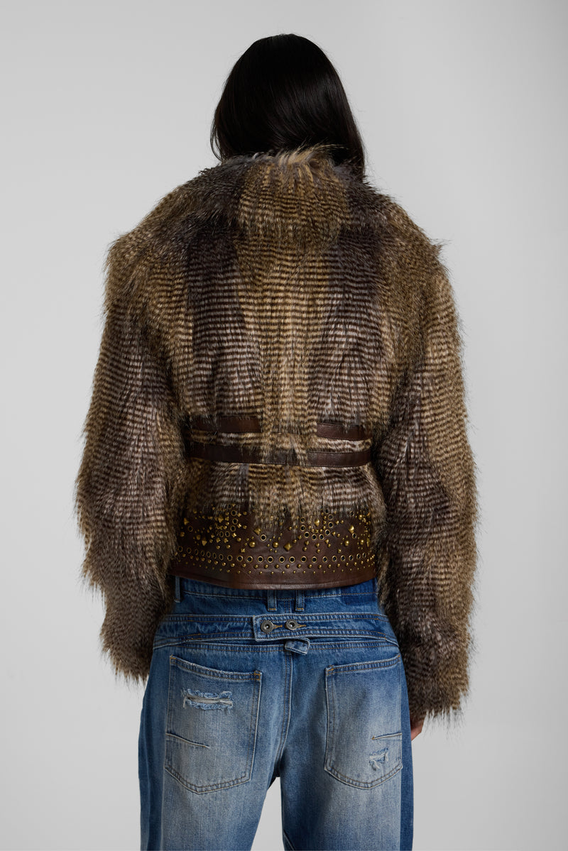 Imber Studded Faux Fur Jacket