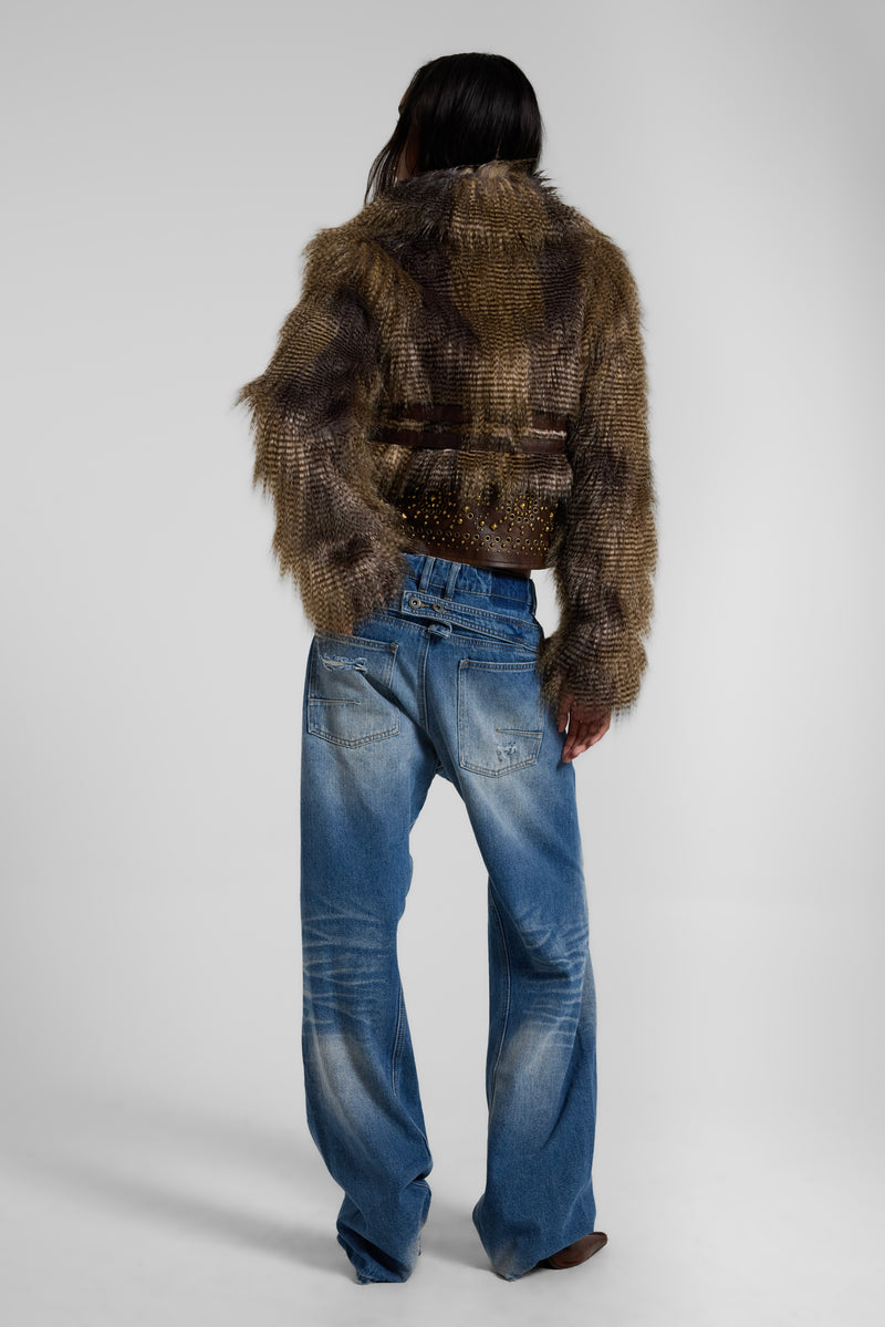 Imber Studded Faux Fur Jacket
