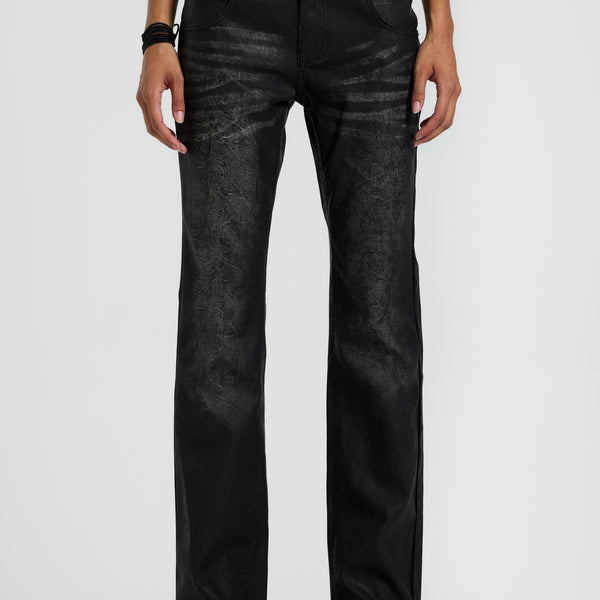 Black Cooper PU Bootcut Jeans | Jaded London | Clothing