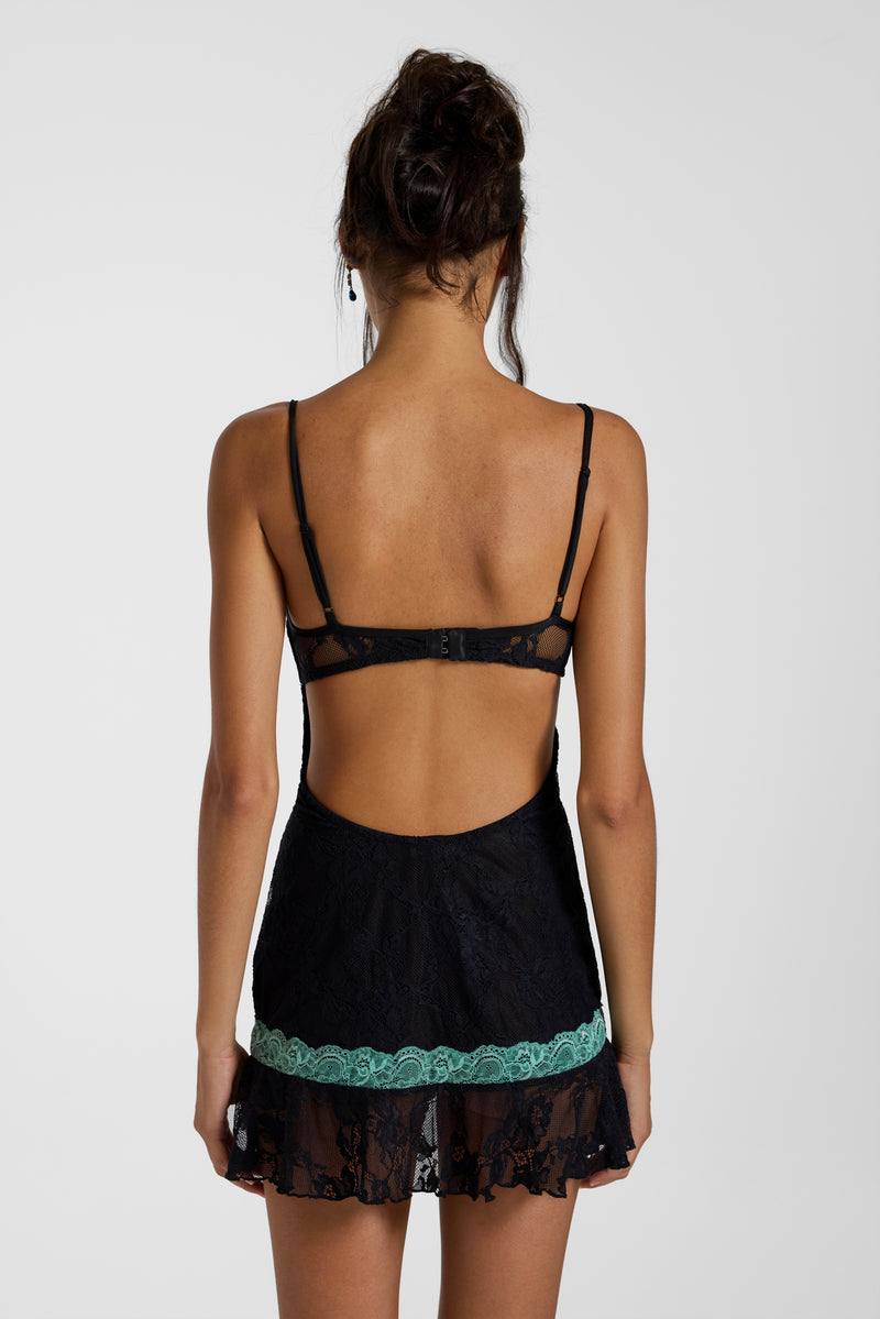 Lenia Backless Lace Mini Dress