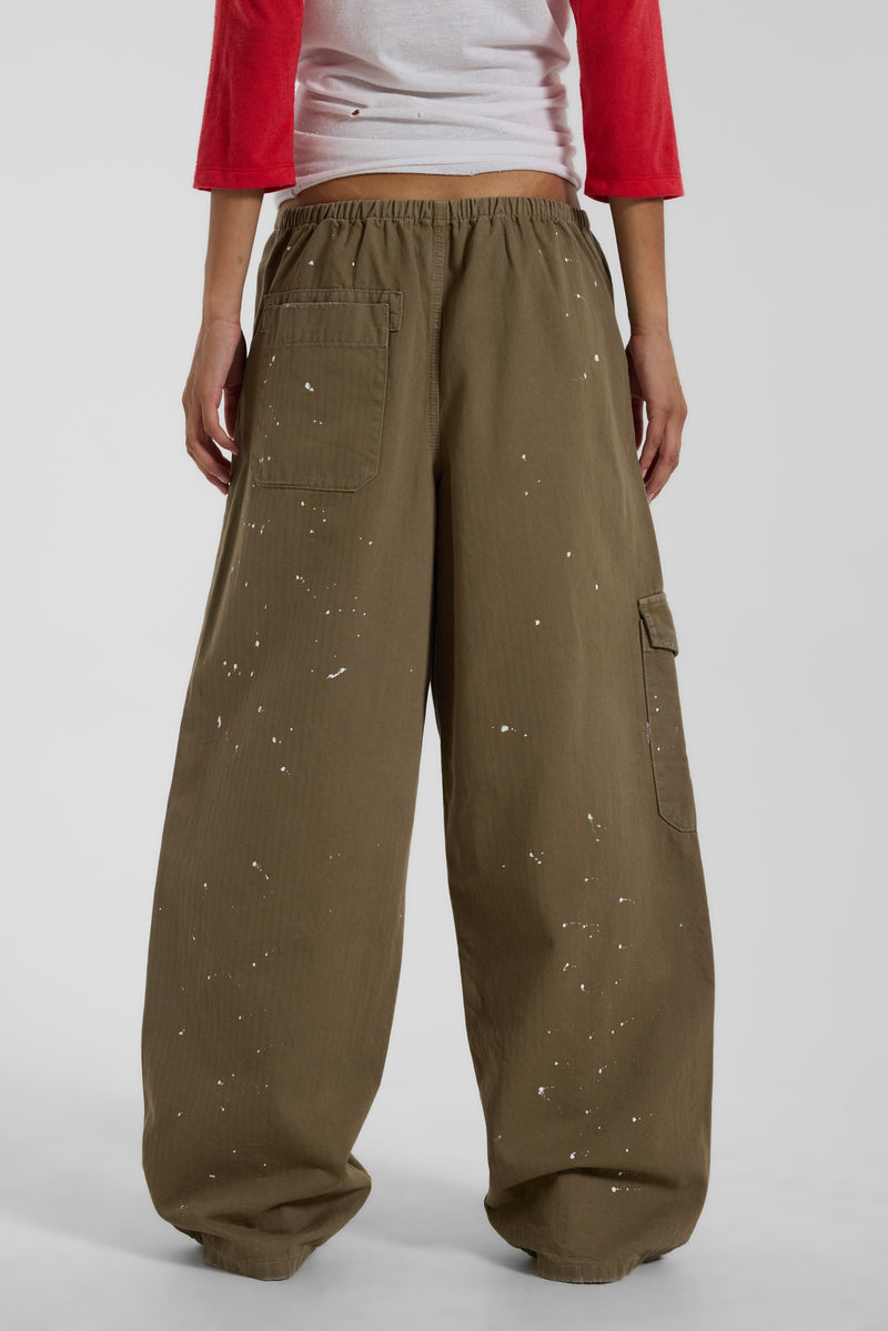 Bailee Low Rise Paint Cargos in Khaki
