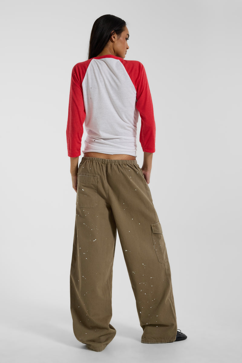 Bailee Low Rise Paint Cargos in Khaki