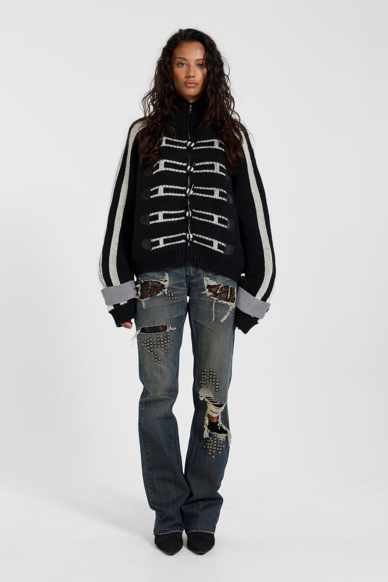 Loli Toggle Knitted Bomber Jacket