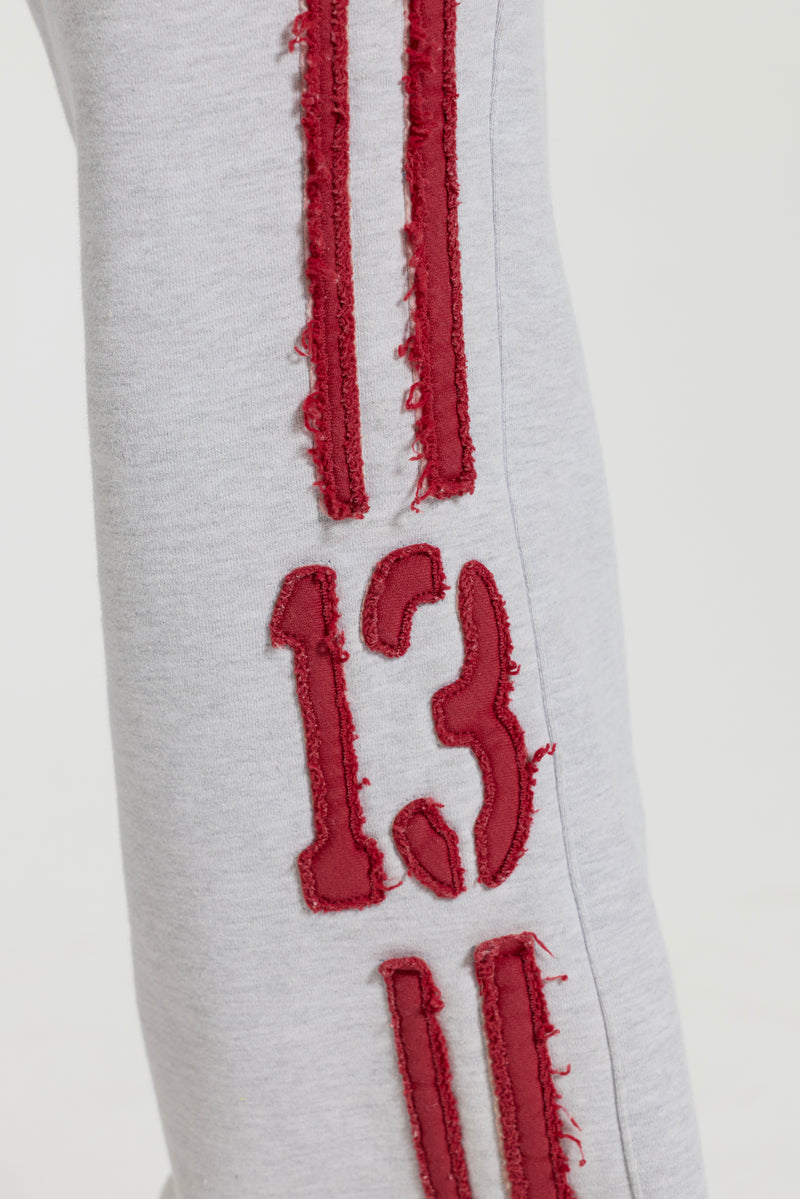13 Stripe Straight Jogger in Grey Marl