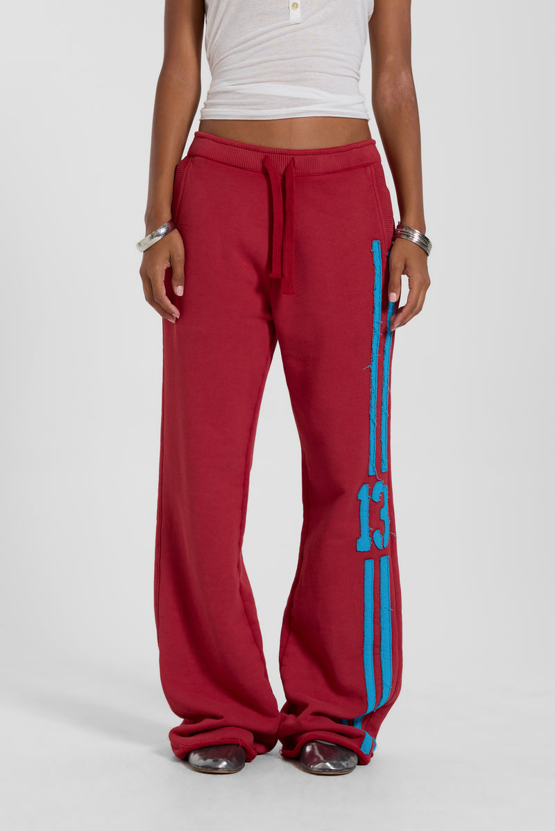 13 Stripe Bootcut Jogger in Red