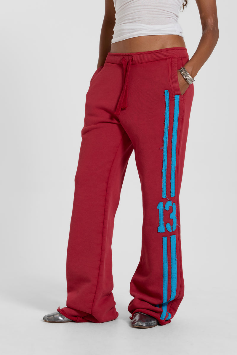 13 Stripe Bootcut Jogger in Red