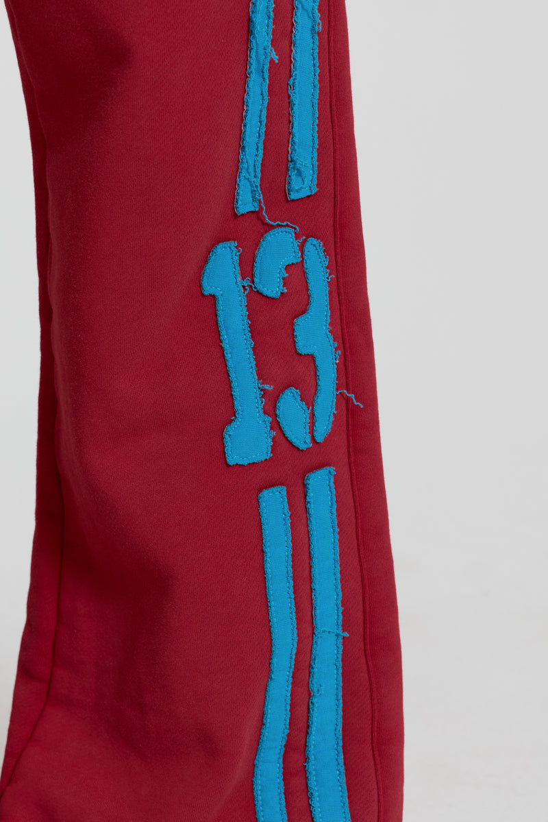 13 Stripe Bootcut Jogger in Red