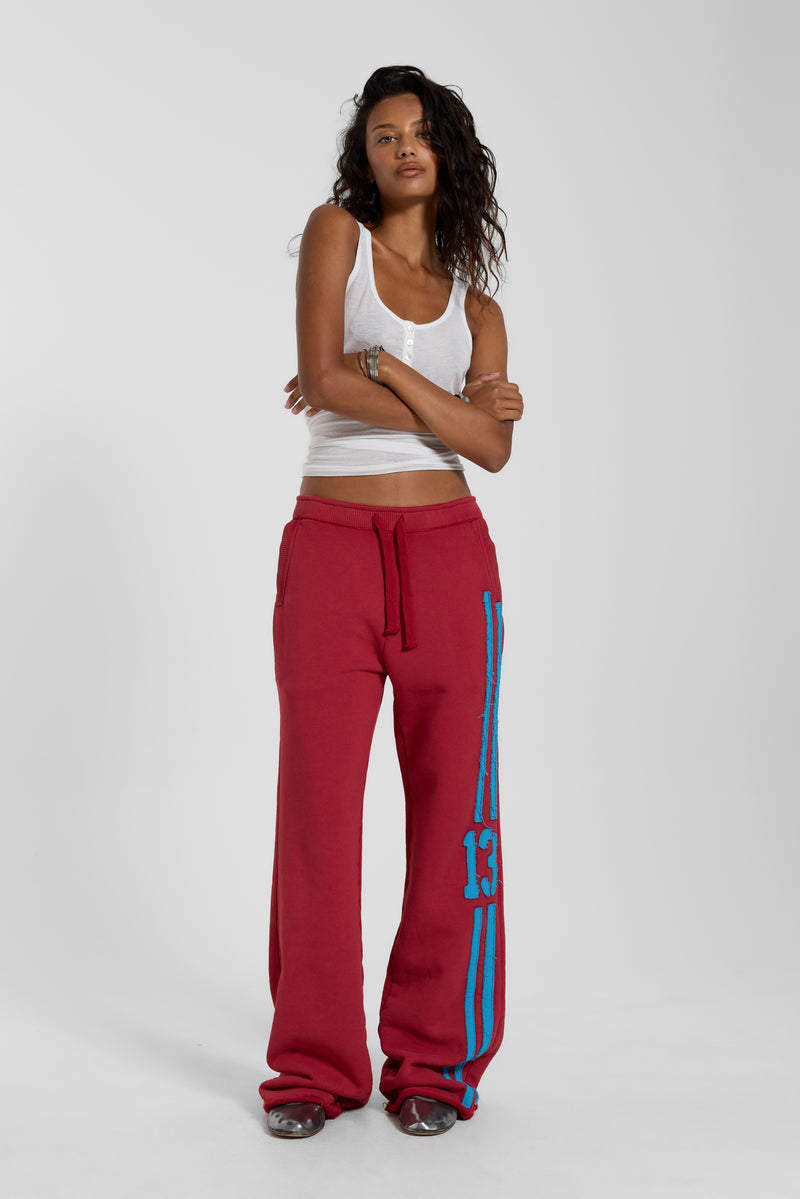 13 Stripe Bootcut Jogger in Red