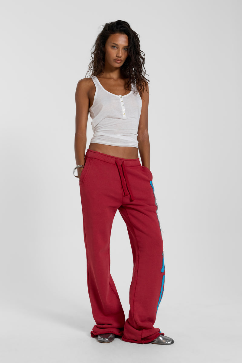 13 Stripe Bootcut Jogger in Red