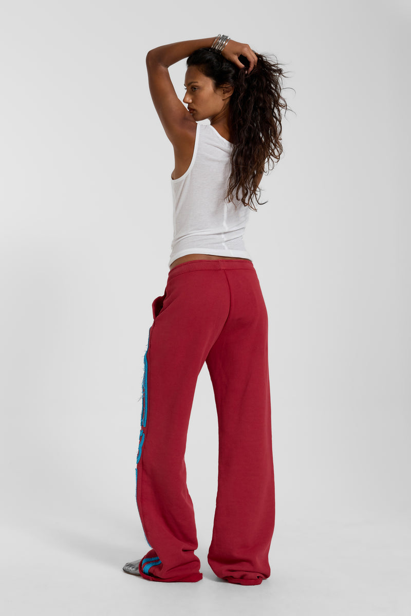 13 Stripe Straight Jogger in Red