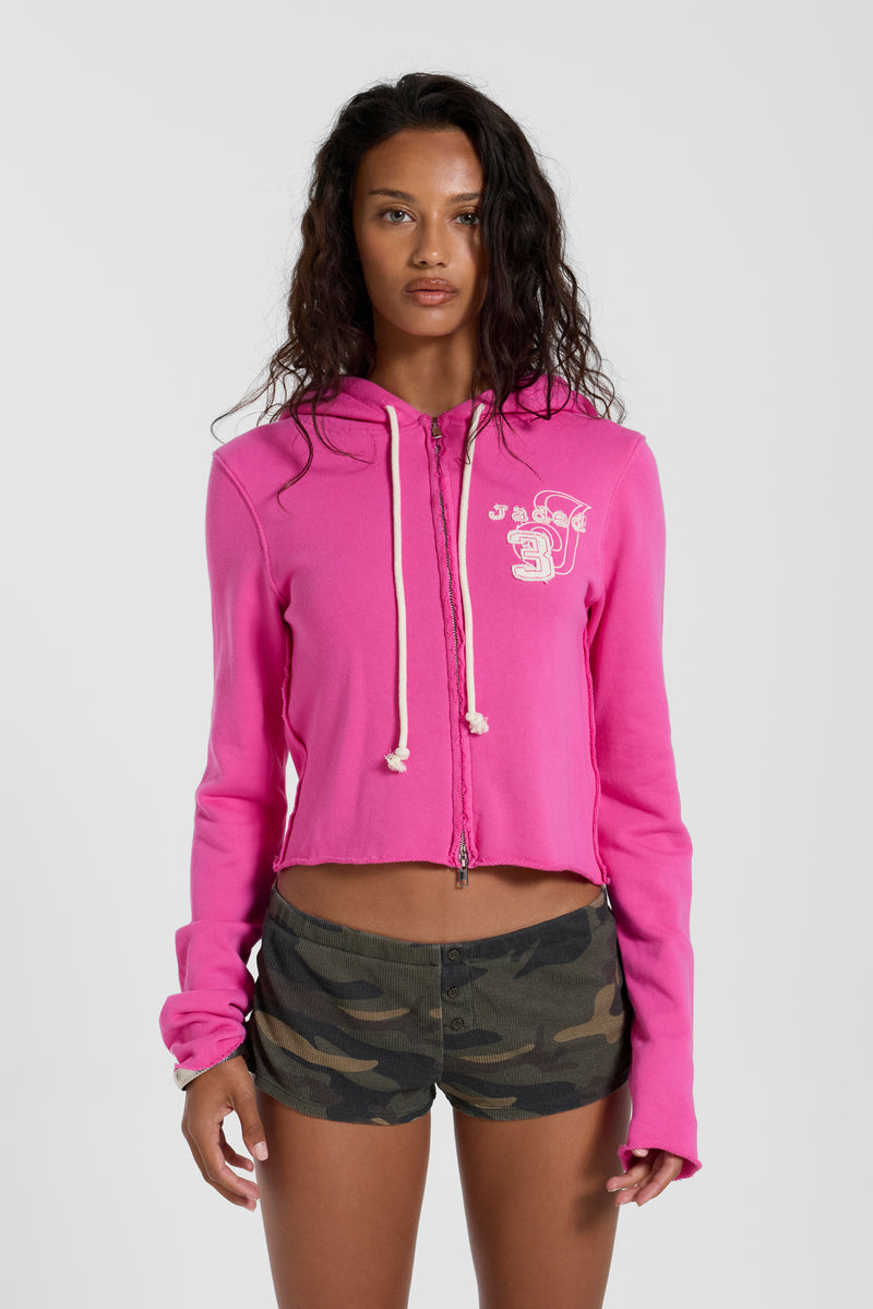 Cleo Zip Through Hoodie in Pink