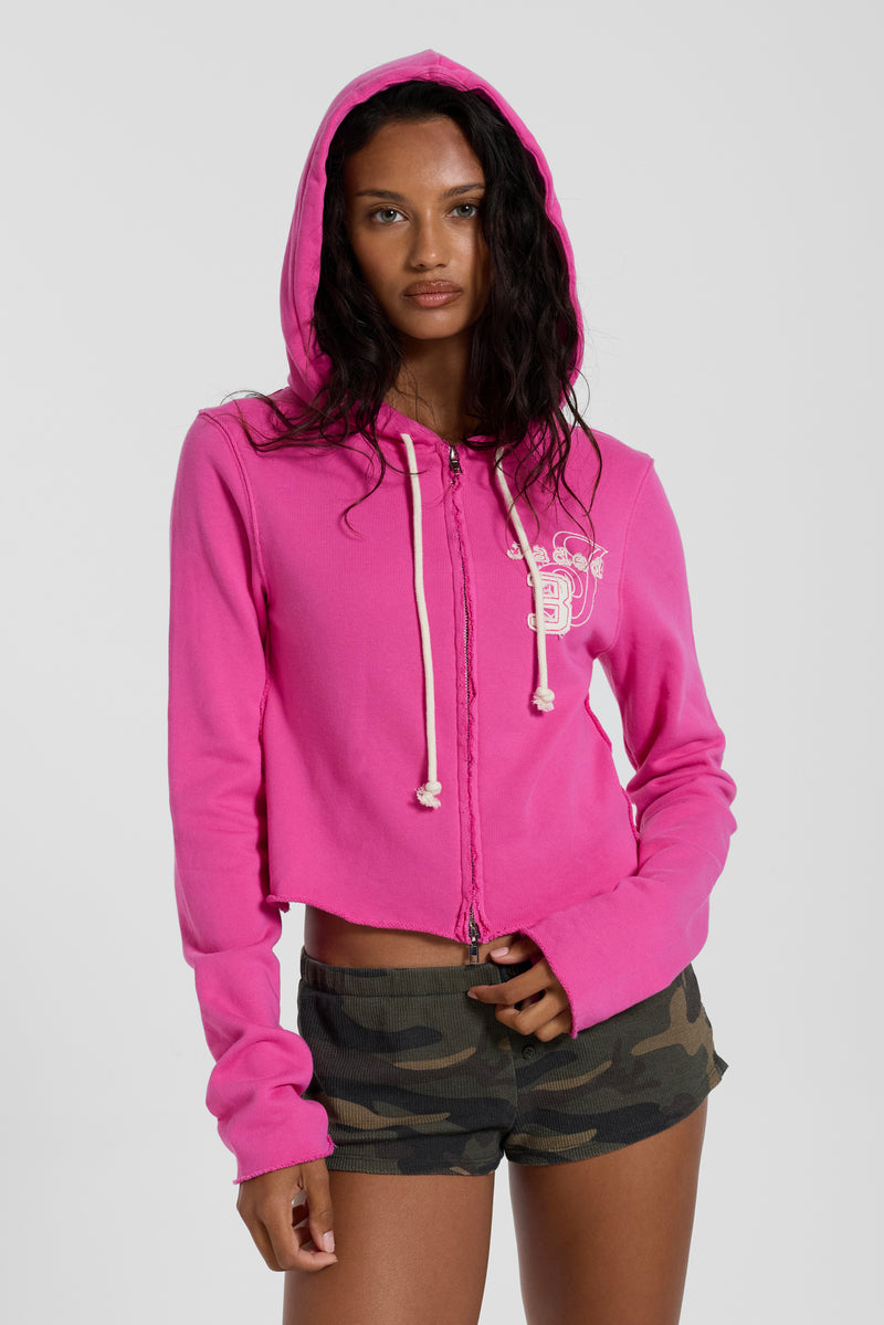 Cleo Zip Through Hoodie in Pink