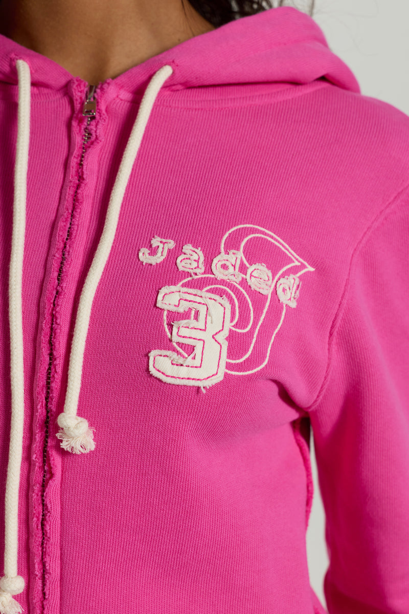 Cleo Zip Through Hoodie in Pink