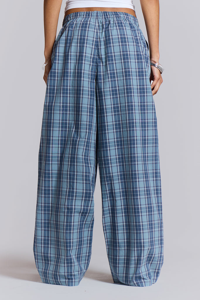 Boxer Trousers - Blue Check | Jaded London