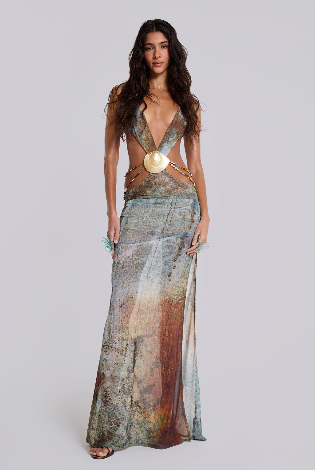 Shop Vida Backless Maxi Dress With Shell Trim Jaded London Clothing