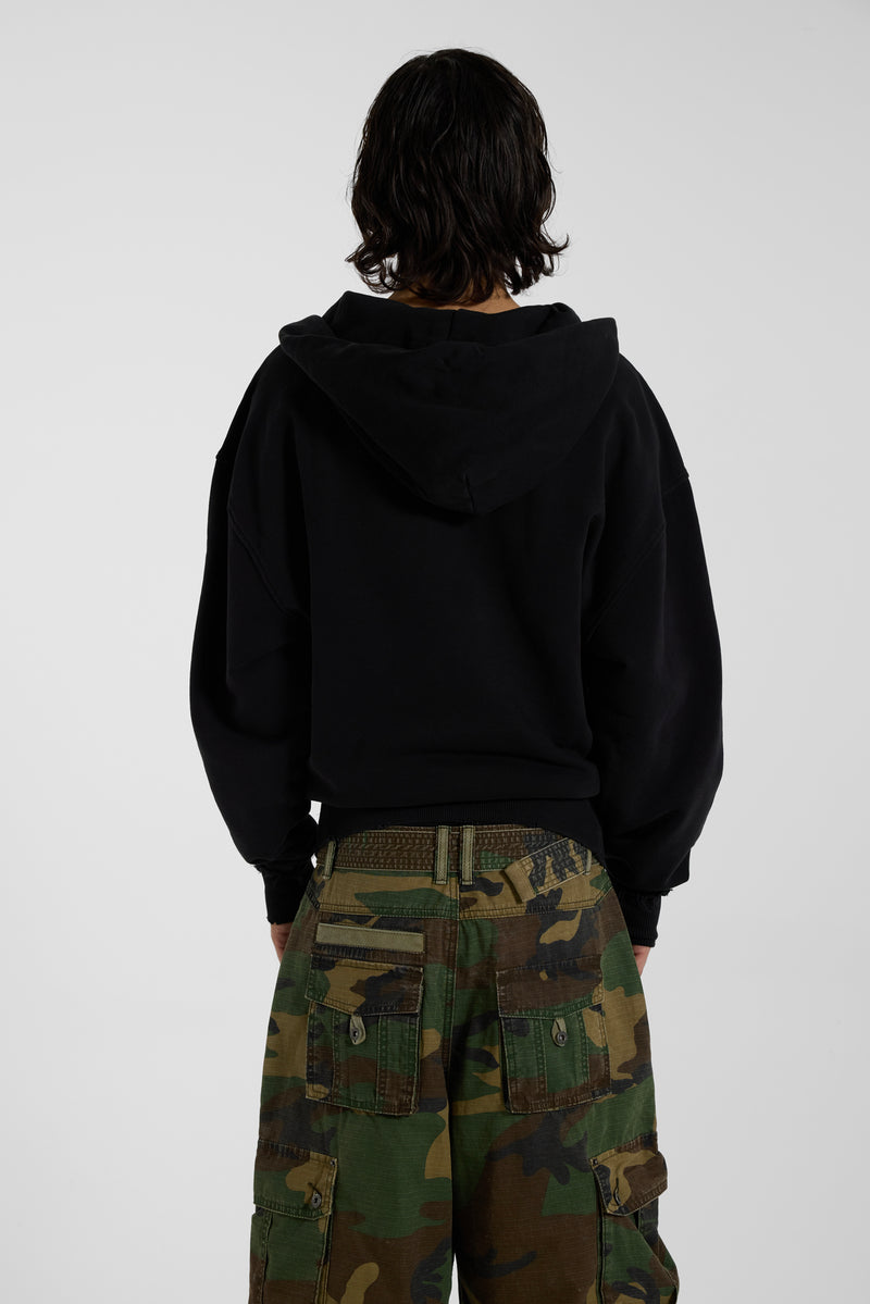 The Victim Split Neck Hoodie in Black - JMH6925_B1