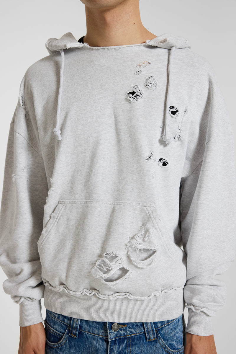 Pullover Bitten Hoodie in Grey Marl – view 13
