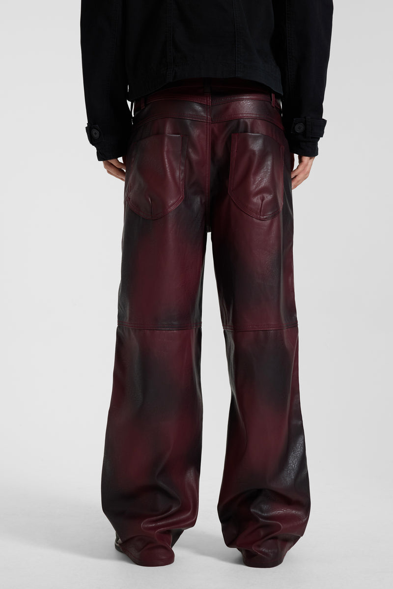 Oxblood Faux Leather Pants – view 11
