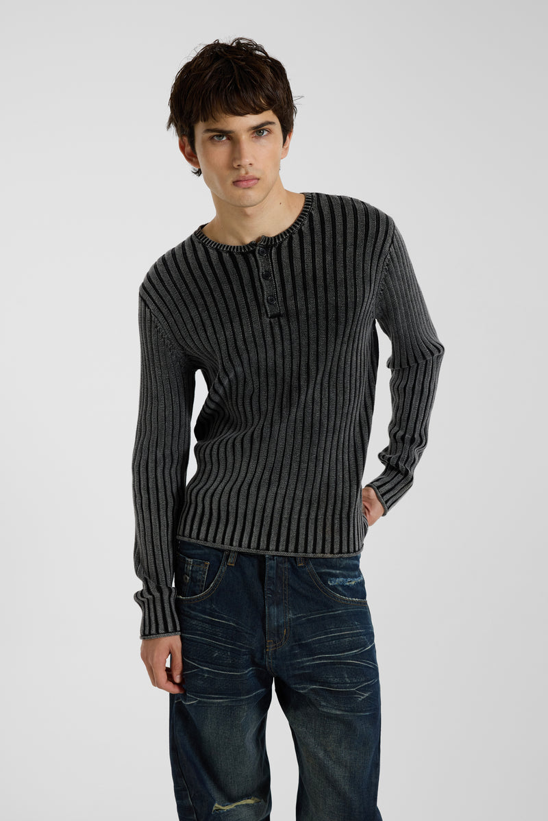 Long Sleeved Henley Knit Top – view 11