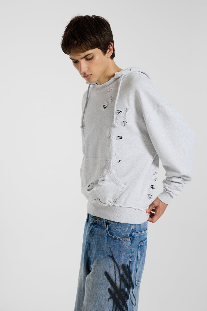 Pullover Grey Marl Bitten Hoodie | Jaded London | Clothing