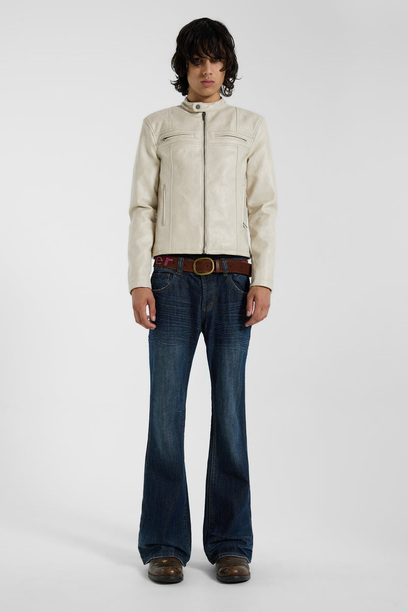 Piston Off White Faux Leather Jacket - JMJK6918_FLF1