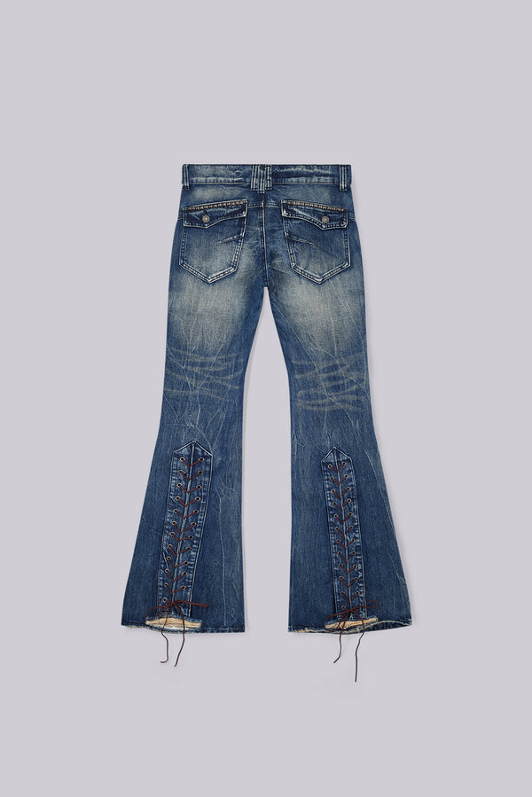 Washed Blue Laced Bootcut Jeans