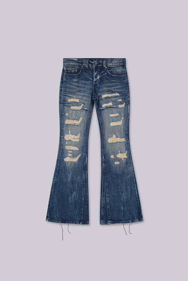 Washed Blue Laced Bootcut Jeans