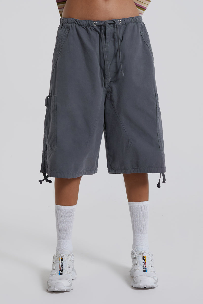 Vintage Grey Parachute Cargo Shorts