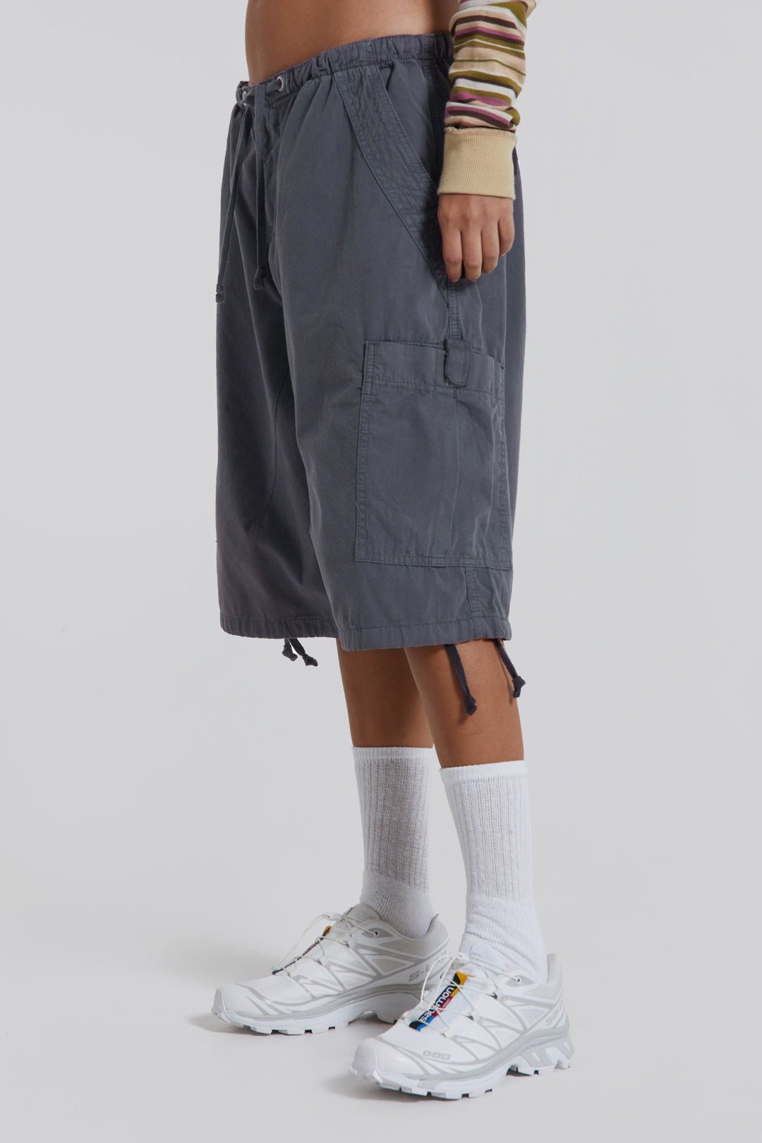 Vintage Grey Parachute Cargo Shorts